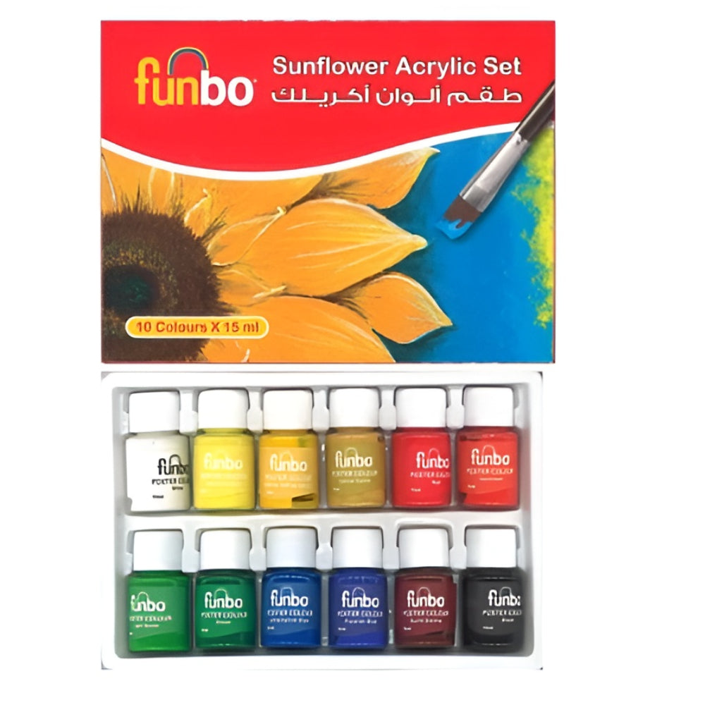Funbo Sunflower Acrylic Paint Set – 10 Colors × 15 Ml