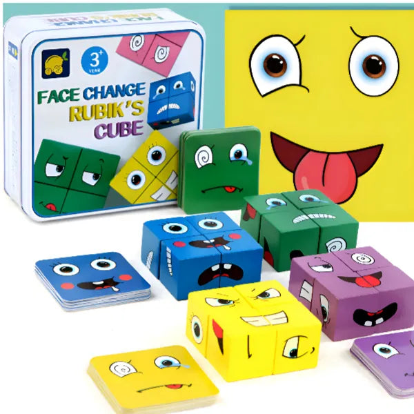 Wooden Face Changing Building Blocks Game For Kids alternate