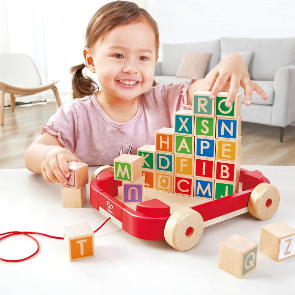 Hape Pull-Along Cart With Stacking Abc Blocks alternate