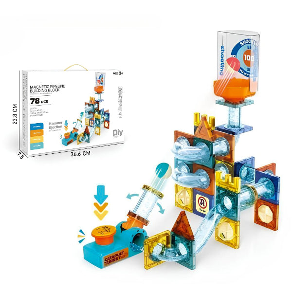 Magnetic Pipeline Building Blocks Set - 78 Pcs