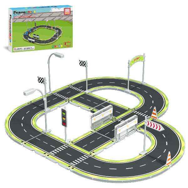 Picasso Tiles Magnetic Building Blocks – Traffic Street Sign Construction Kit