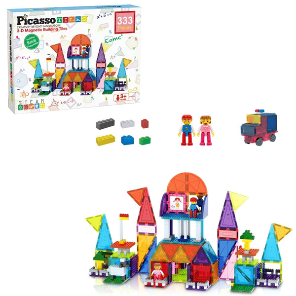 PicassoTiles Magnetic Building Blocks Combo Set 333Pcs