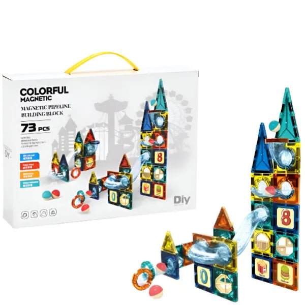 Magnetic Colorful Pipeline Building Blocks For Kids-73 Pieces