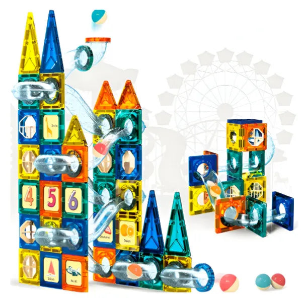 Magnetic Colorful Pipeline Building Blocks For Kids-73 Pieces alternate