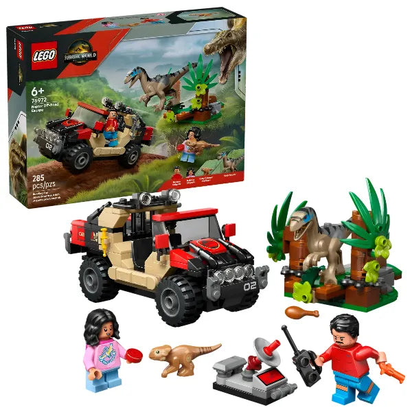 LEGO Jurassic World 76972: Raptor Off-Road Escape – Building Block Set with Dinosaur Figures