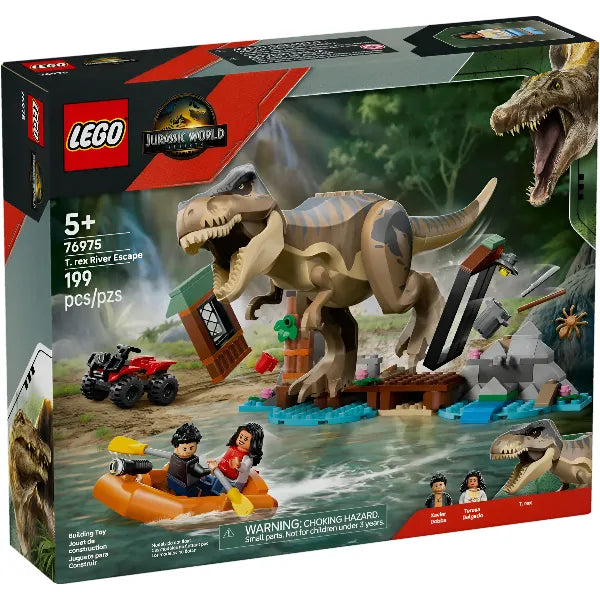 LEGO Jurassic World 76975 T. rex River Escape – Dinosaur Figure Building Block Set