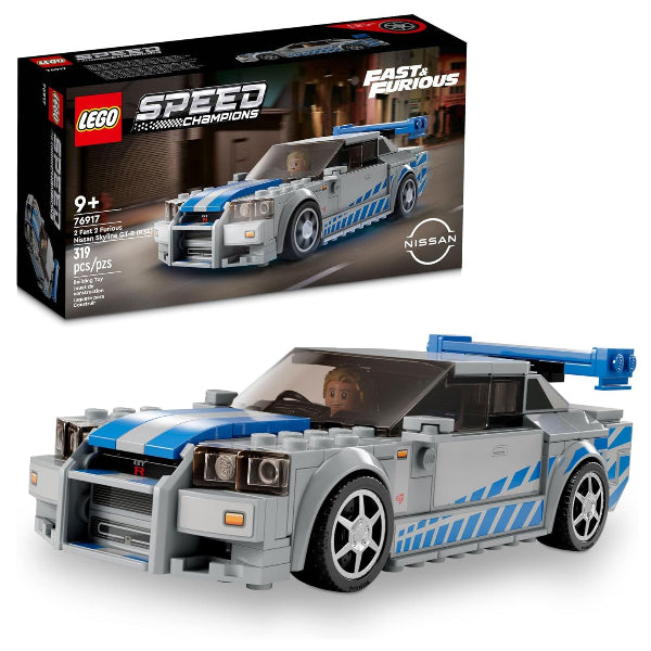 LEGO Speed Champions 2 Fast 2 Furious Nissan Skyline GT-R (R34), Race Car Toy Model Building Kit-(319 Pieces)(BBTT316)