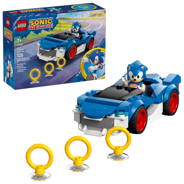LEGO® Sonic the Hedgehog™ Sonic: Speedster Lightning Set 77117 – Buildable Racing Car Toy for Kids 7+