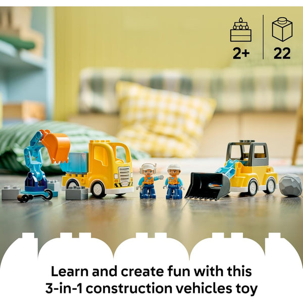 Lego Duplo 3-In-1 Construction Vehicles Building Set (10475) alternate