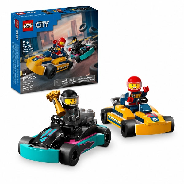 Lego City Go-Karts And Race Drivers 60400 – 99-Piece Building Blocks Set For Kids Age 5+