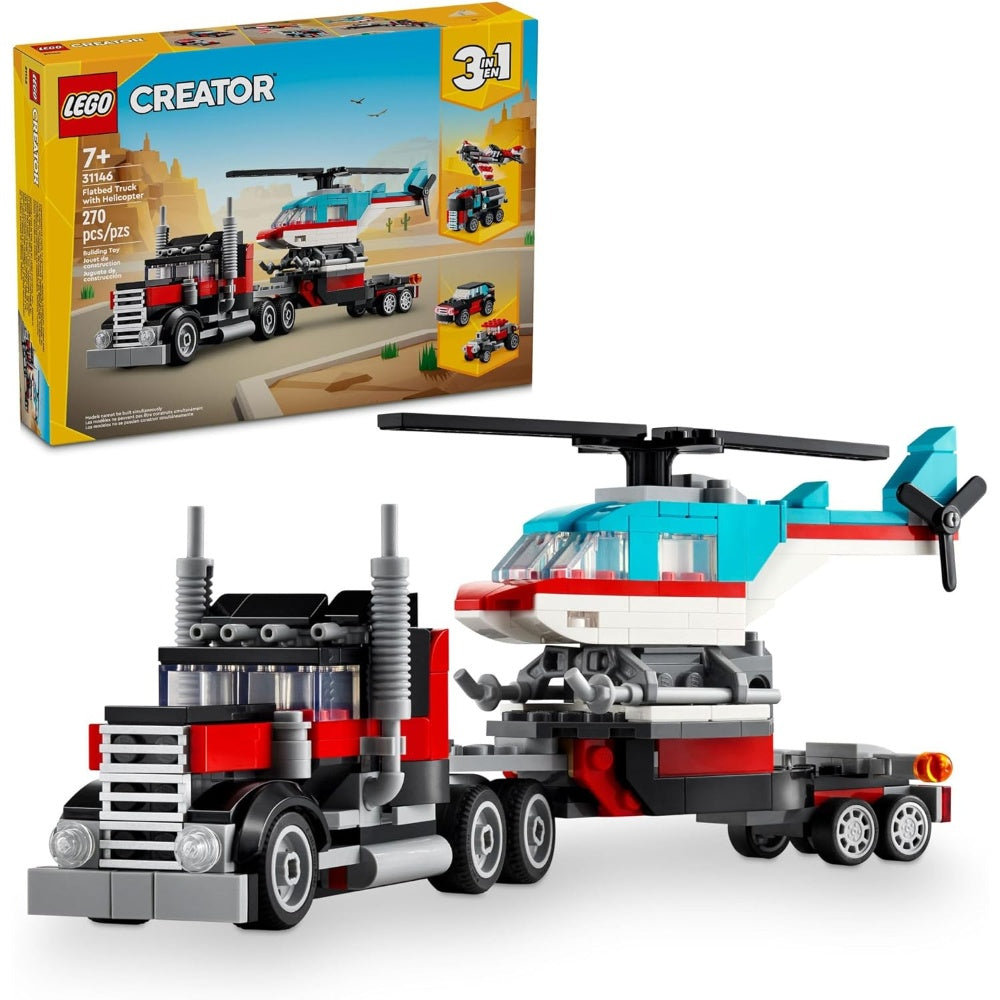 Lego Creator 3-In-1 Flatbed Truck & Helicopter Building Set – 31146