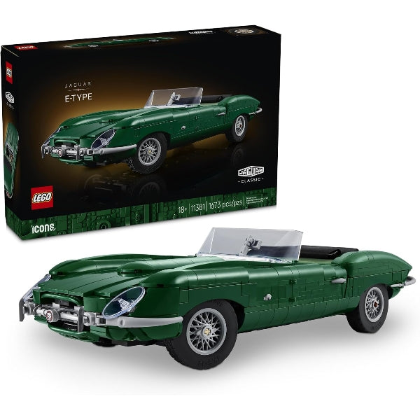 LEGO Icons Jaguar E-Type Classic Sports Car Model, 1,673 Pieces