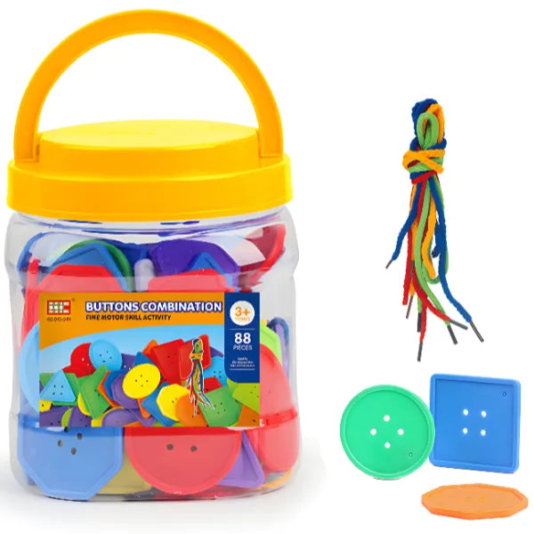 Button shapes Threading blocks Toy 
