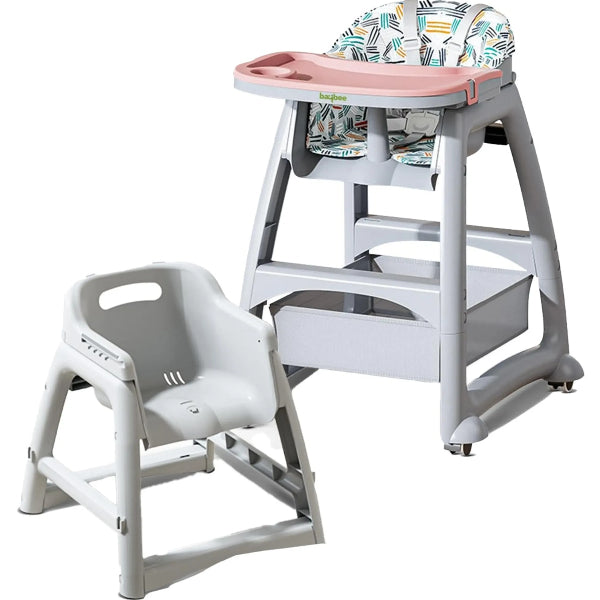 Baybee Adjustable Baby High Chair With Reclining Backrest, Safety Belt & Feeding Tray – Pink