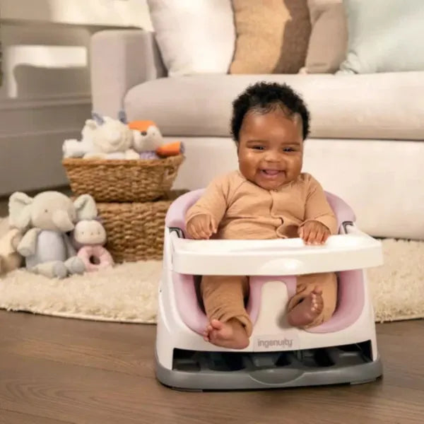 Ingenuity Baby Base 2-in-1 Booster Feeding and Floor Seat with Self-Storing Tray - Peony alternate