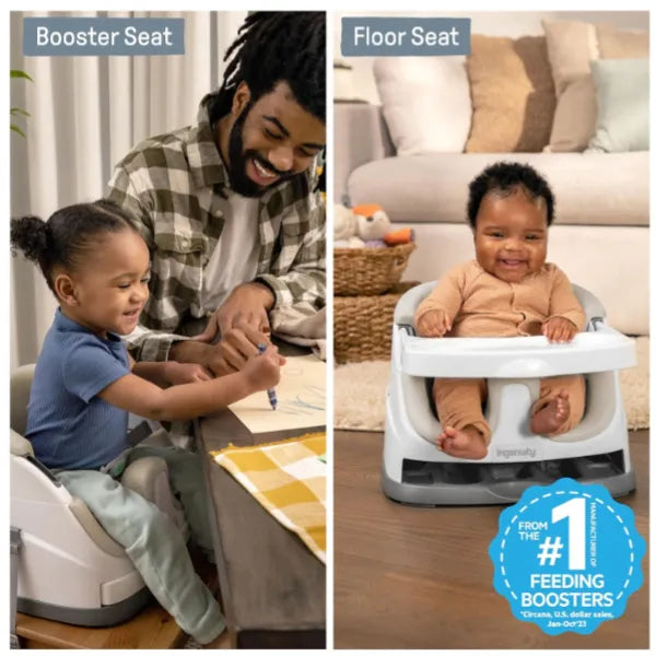 Ingenuity Baby Base 2-in-1 Booster Feeding and Floor Seat with Self-Storing Tray - Cashmere alternate