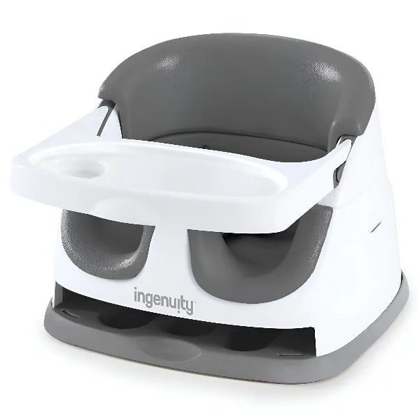 Ingenuity Baby Base 2-in-1 Booster Feeding and Floor Seat with Self-Storing Tray - Slate