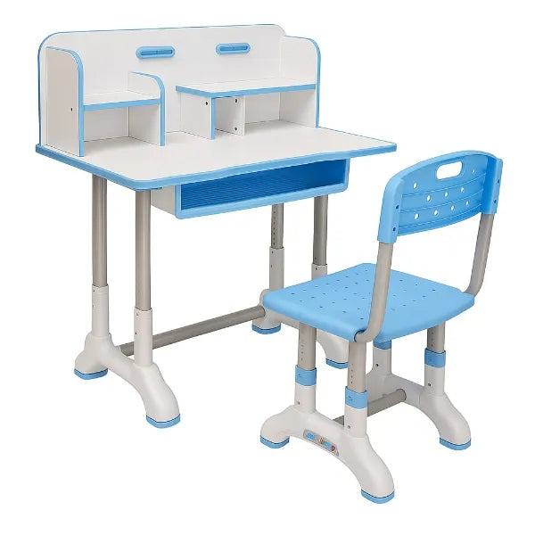 Kids Adjustable Study Desk and Chair Set with Stickers  – Blue