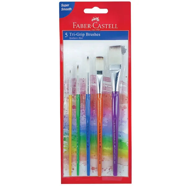 Faber Castell Grip Paint Brush Round&Flats- Pack Of 5