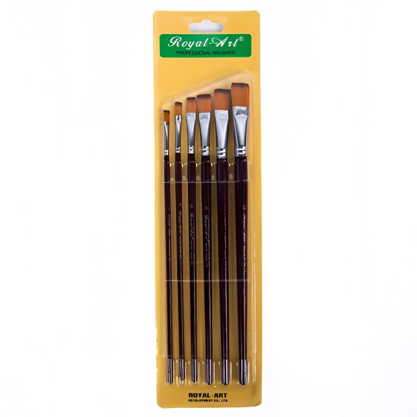 Royal Art Flat Paintbrush Set – 6 Piece Artist Brush Kit