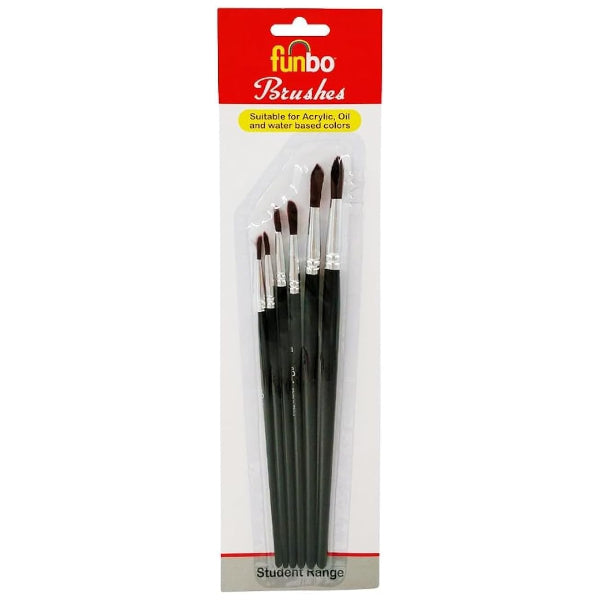 Funbo Multi Purpose Short Round Brush Set- Pack Of 6