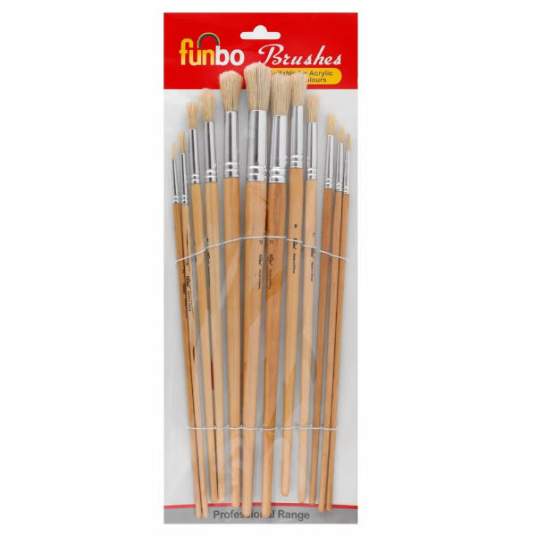 Funbo Professional Round Paint Brush Set – 12 Pieces