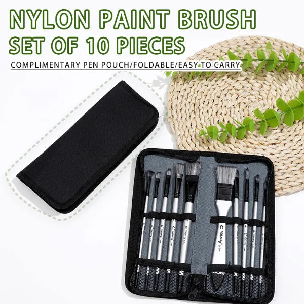 High Quality Nylon Wool & Wood Handle Paint Brush Set – Pack of 10 (Assorted Colours 1 Piece Set ) alternate