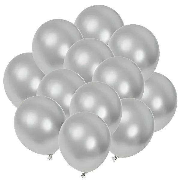 Party Decoration Metallic Balloons-Pack Of 25 Pieces- Silver Color