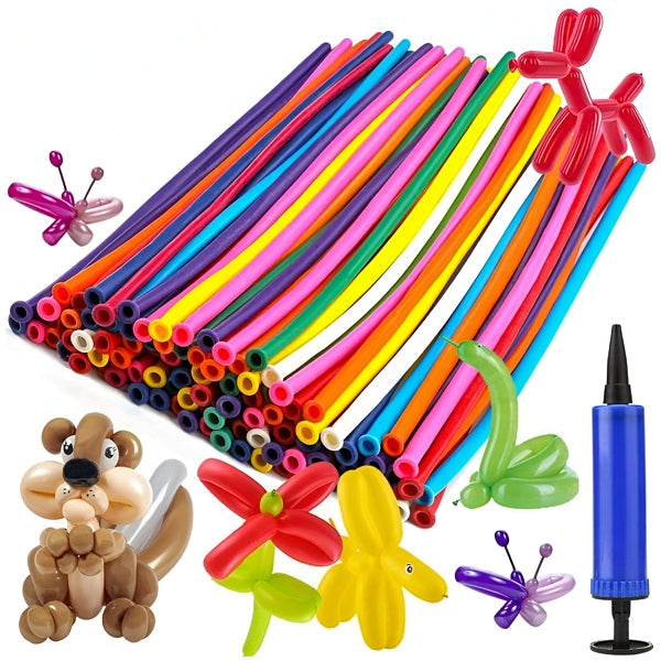 Multicolor Modelling Long Magic Balloons With Hand Pumps Set -Pack of 50 Pcs (BLGC59) alternate