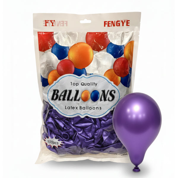 Party Decoration Latex Balloons-Pack Of 100 - Metallic Purple Color ( Uninflated)