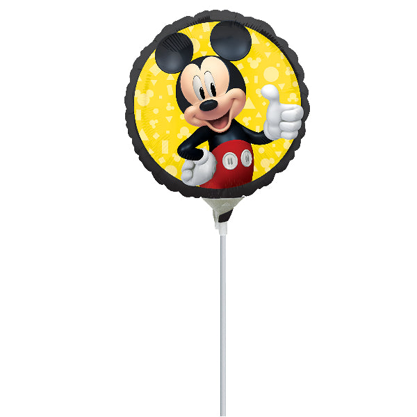 Disney Mickey Mouse Inflated Mini Foil Balloon With Stick (Single Piece)