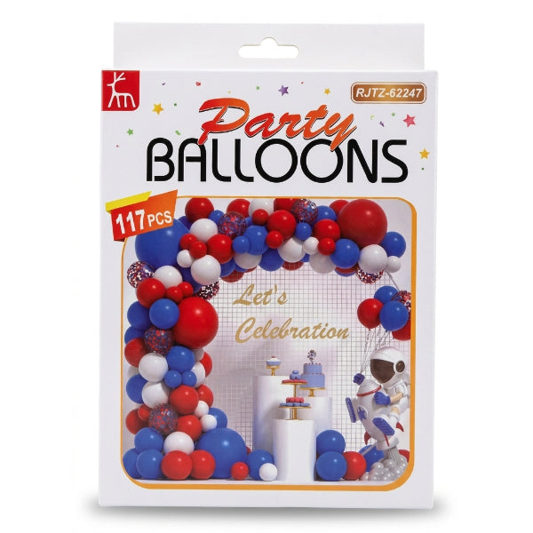 Party Balloon Decoration Set – Red White Blue Garland Arch Kit (117 Pieces, Non-Inflated) alternate