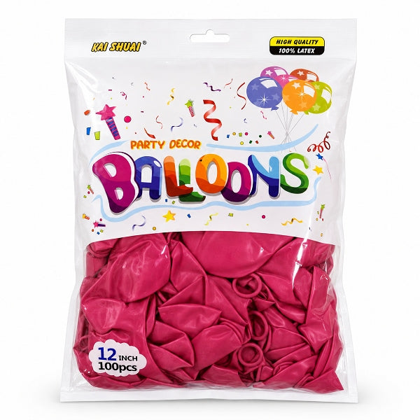 Party Decoration 12 Inch Balloons-Pack Of 100 Pieces-Burgundy Color