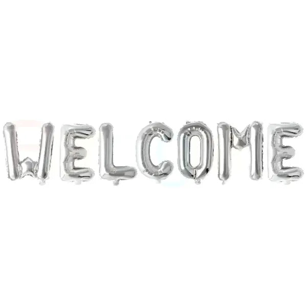 Welcome 7 Letter Foil Balloon With Ribbon For Party Decoration