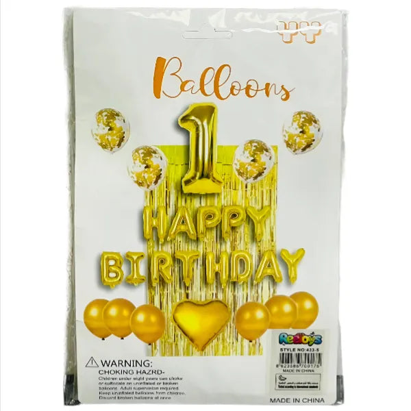 1th Birthday Party Decoration Set - Gold Colour