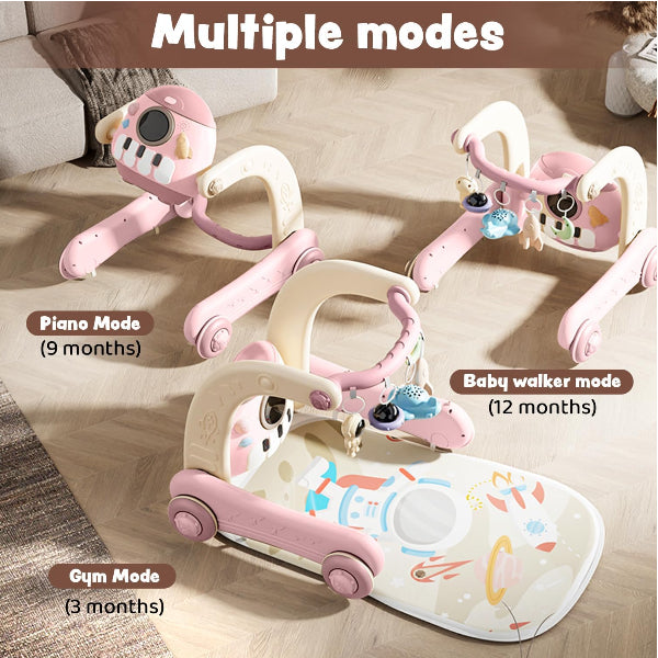 Baybee 4 In 1 Musical Baby Activity Walker & Convertible Play Gym – Multifunctional Sit-To-Stand Walker With Piano, Lights & Hanging Toys – Pink alternate
