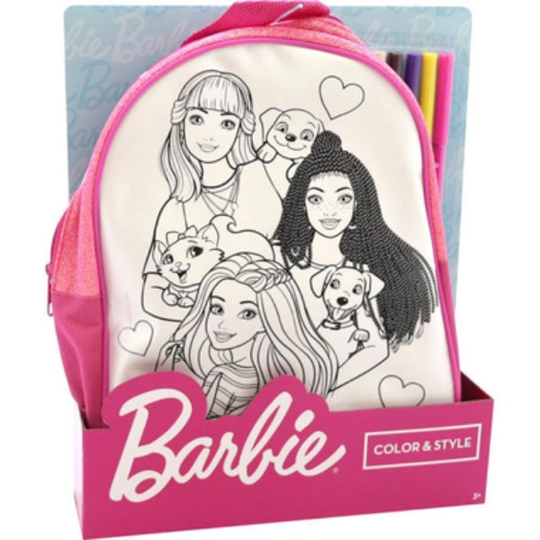 Barbie Color & Style Coloring Activity Backpack Set With 5 Color Markers, Age 3+