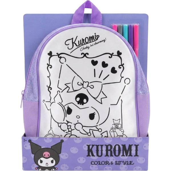 Kuromi Color & Style Coloring Backpack Set With 5 Color Markers, Diy Creative Activity, Age 3+