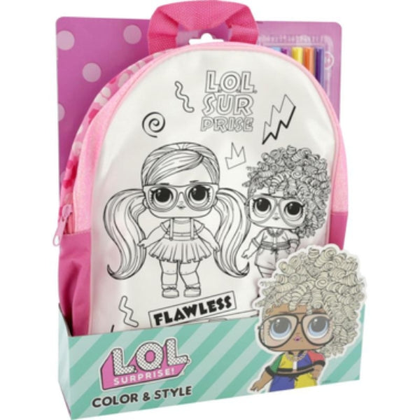 L.O.L. Surprise! Color & Style Coloring Backpack Set With 5 Color Markers, Diy Creative Activity, Age 3+
