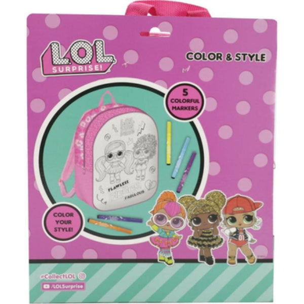 L.O.L. Surprise! Color & Style Coloring Backpack Set With 5 Color Markers, Diy Creative Activity, Age 3+ alternate