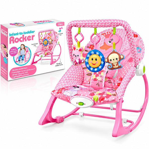 Baby Rocker Chair With Hanger Toys-Pink
