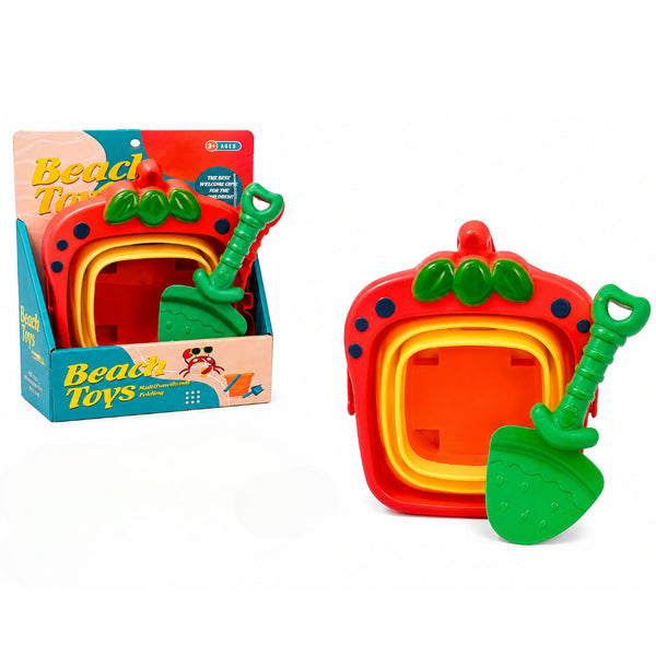 Kids 3-in-1 Folding Beach Bucket Set With Shovel & Accessories