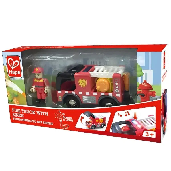 Hape Fire Truck with Siren Toy Vehicle for Kids alternate