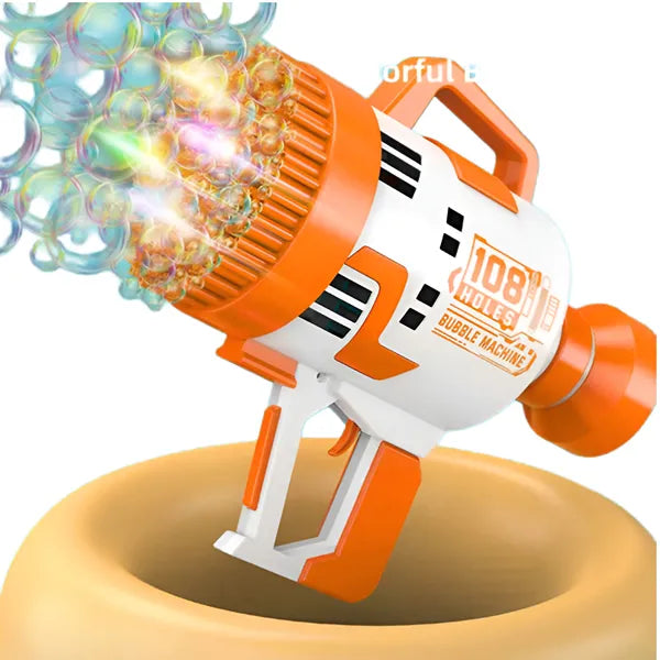 Little Story 108-Hole LED Bubble Gun – Orange (BWFS29)