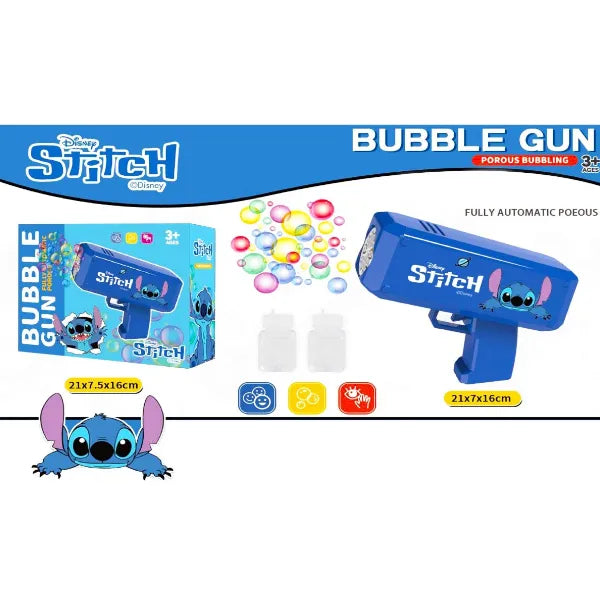 Disney Stitch Bubble Gun Toy – Fully Automatic Bubble Blower for Kids