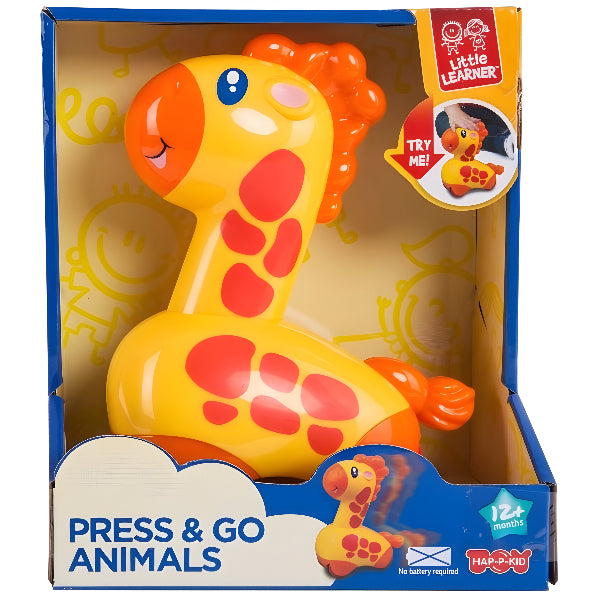 Happy Kid Little Learners Press & Go Giraffe – Zooming Action Animal Toy