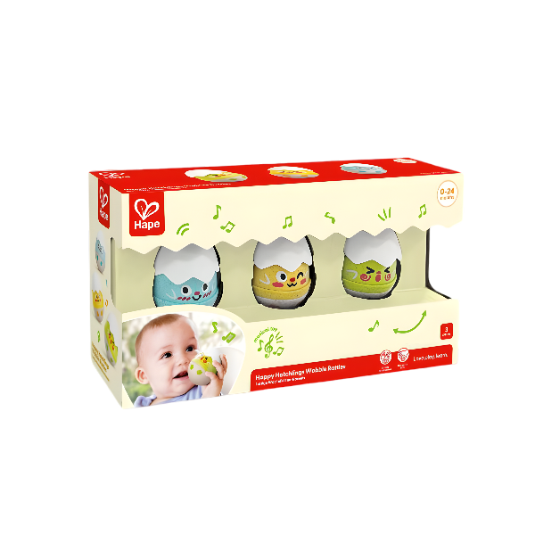 Hape Happy Hatchlings Wobble Rattles, Sensory Baby Toy Set, 0–2 Years