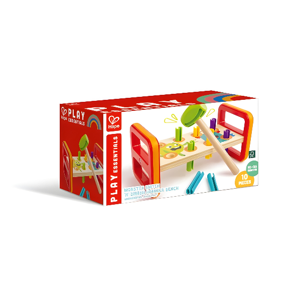 Hape Monster Match 'N' Smash Hammer Bench, Wooden Hammering Toy, 10–36 Months