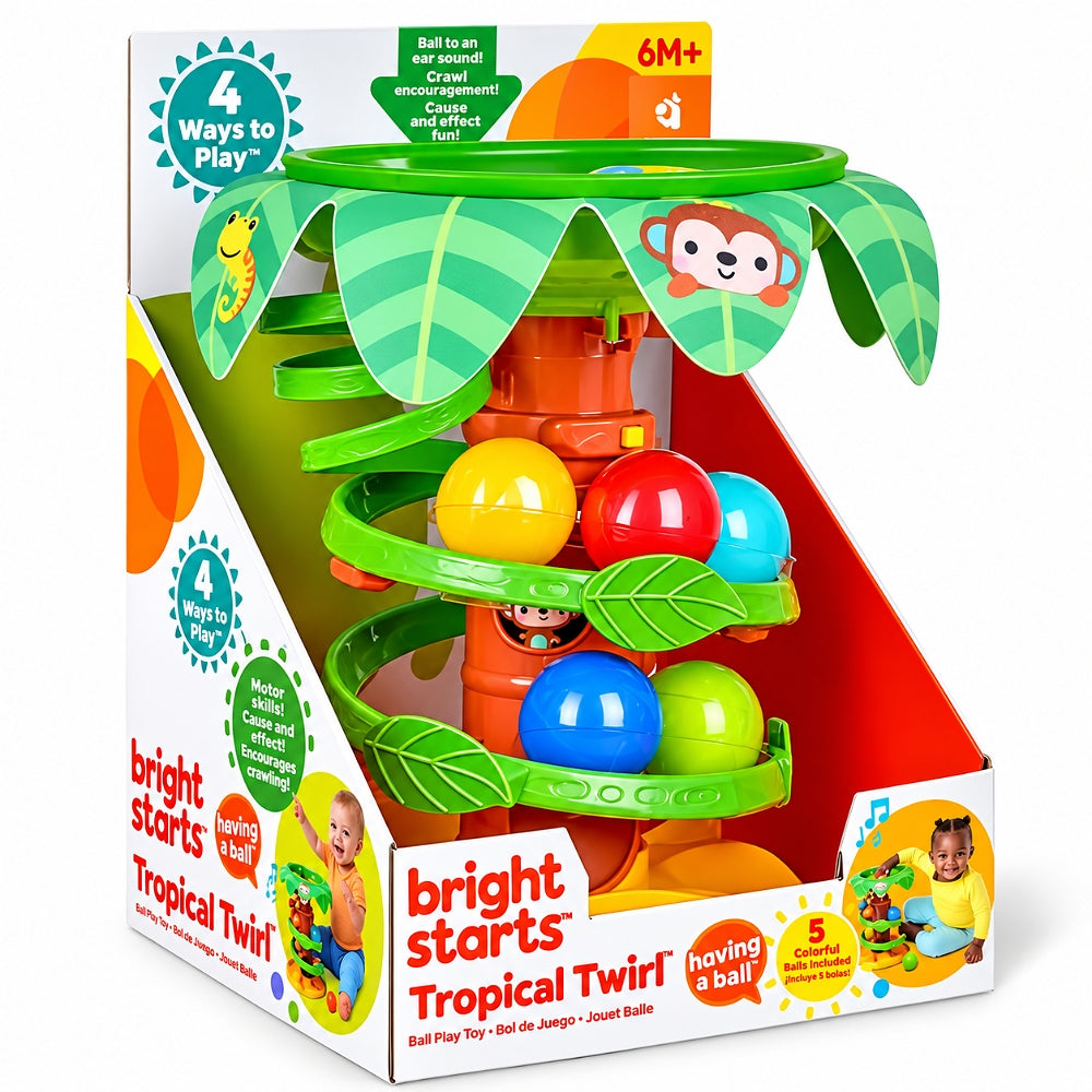 Bright Starts Tropical Twirl Ball Drop Activity Toy With Lights & Music