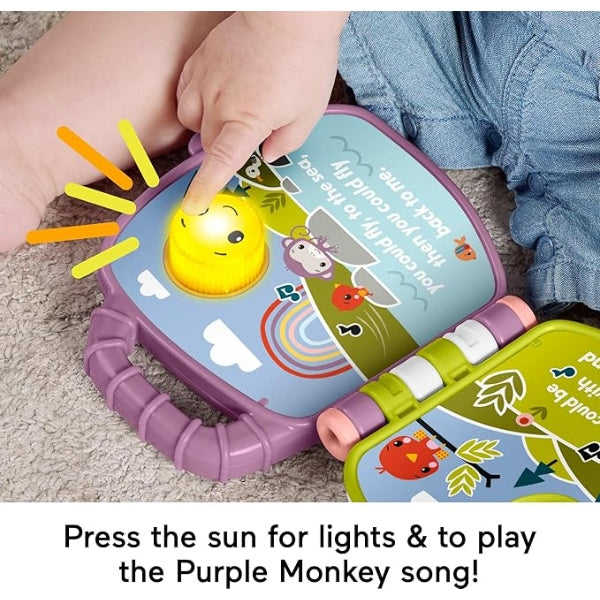 Fisher-Price Purple Monkey Musical Storybook With Lights & Sounds, Baby Learning Toy, Age 6-36 Months alternate